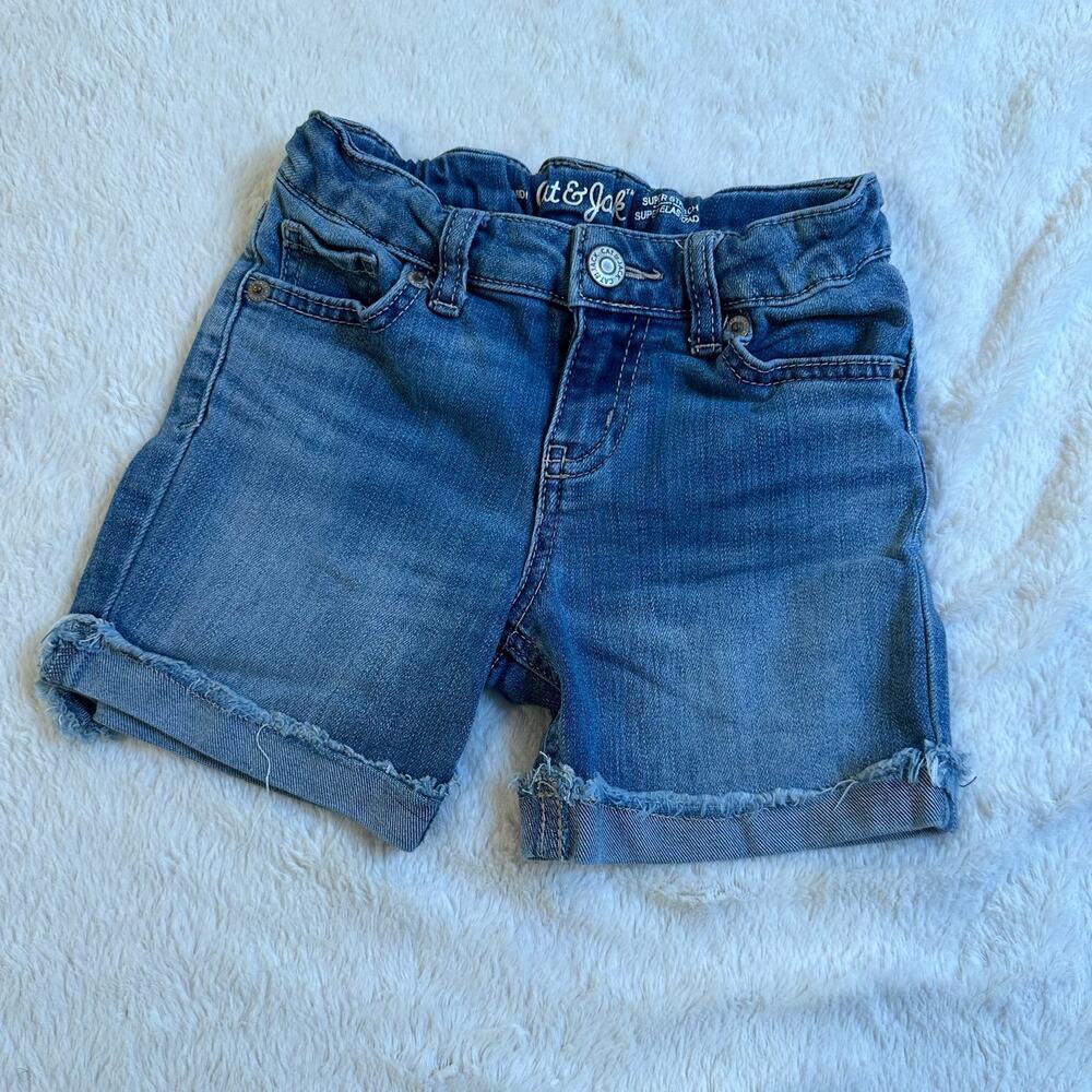Cat and Jack Denim Shorts sz XS (4/5) adjustable waist tabs